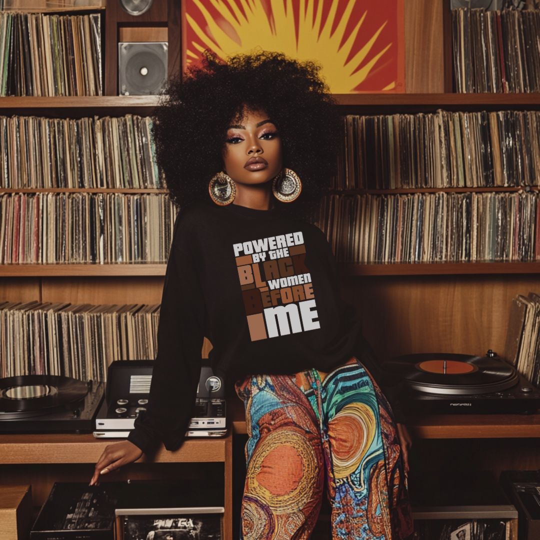 Powered by the Black Women Before Me – BHM Unisex Sweatshirt