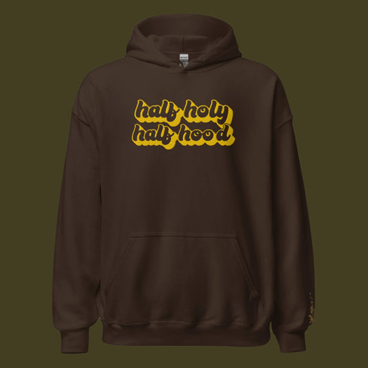 chocolate brown hoodie, faith based